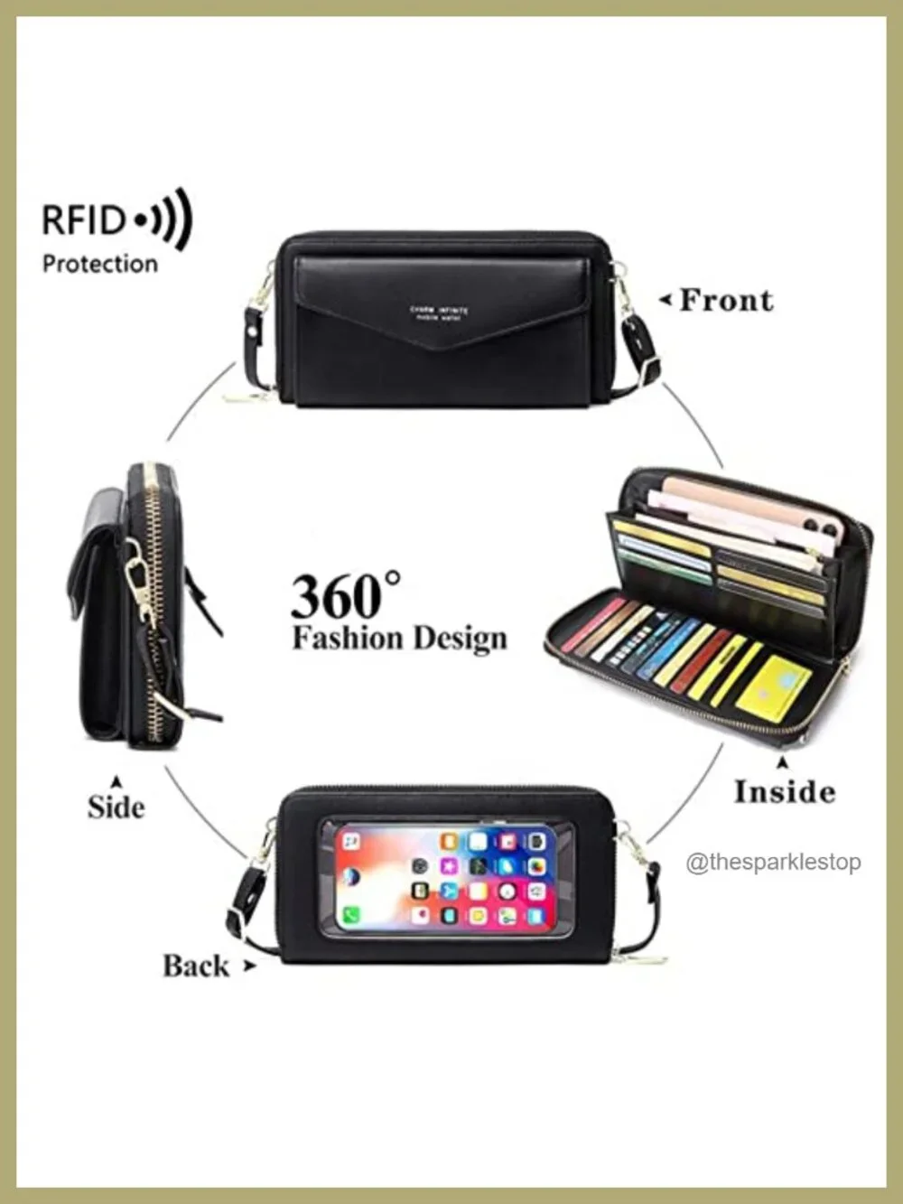 Faux Leather Crossbody Phone Bag Women RFID Blocking Touch Screen Wallet